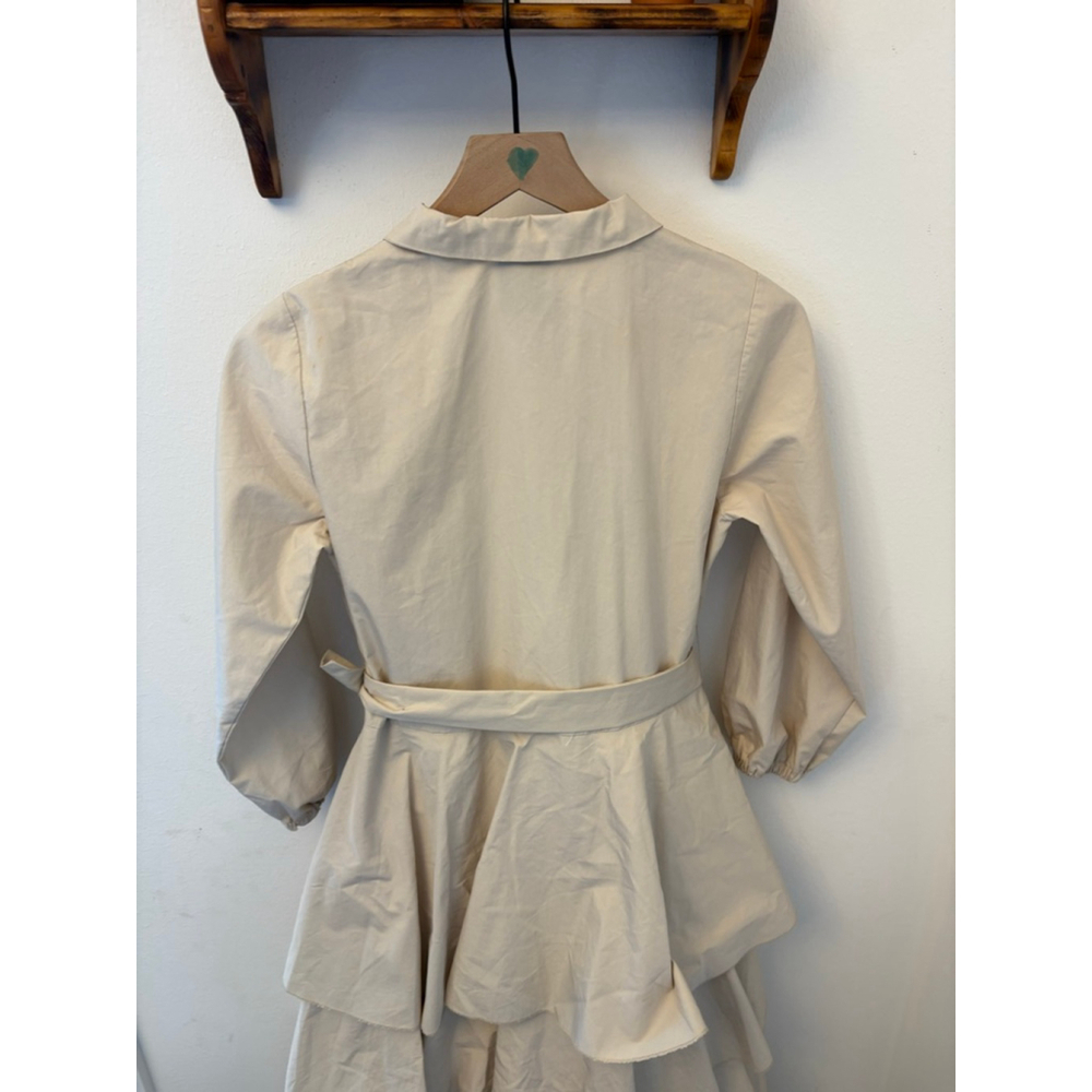 HT Mila Tiered Shirt Dress Cream Belted Midi Maxi Small - Picture 10 of 10